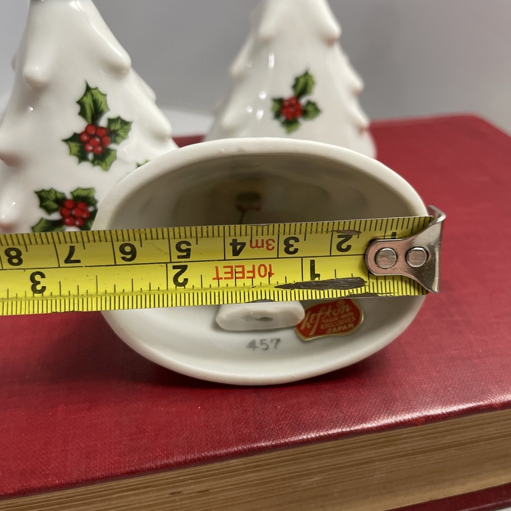 Lefton Christmas Ornament Set Of 3 Bell Holly #457 Vintage 3.5" Porcelain Japan - Picture 11 of 11
